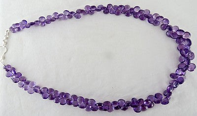 Certified Natural Amethyst 498ct Beads Teardrops Sterling Silver Party Necklace