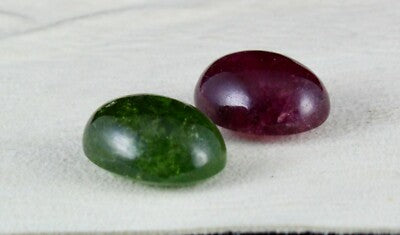 Certified Natural Pink & Green Tourmaline Oval Cabochon 87 Ct Gemstone Design