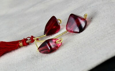 Certified Natural Tourmaline 38.30ct Unshape Beads Pendant Earring Set For Women