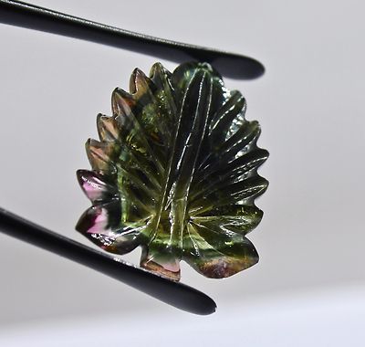 Natural Multi Tourmaline Carved Leaf Pendant 30x23mm 20.35ct Gemstone Design