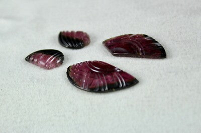 Natural Multi Tourmaline 34.97ct 4 Pcs Carved Gemstone For Earring Design