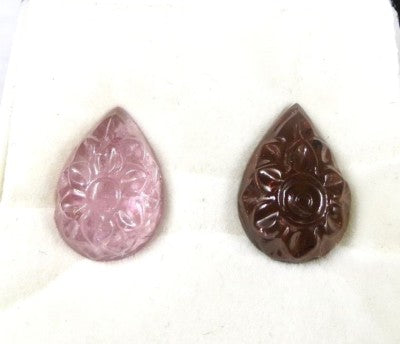 Natural Tourmaline Carved Pear 28.80 Ct Gemstone Designing Pendant Earring