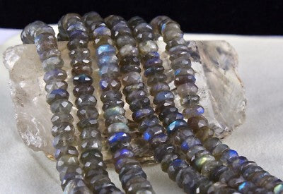 Natural Labradorite 1001 Carats Faceted Round Gemstone Sterling Silver Necklace
