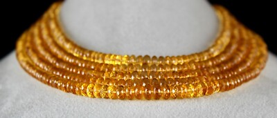 Certified Natural Yellow Citrine Faceted Beads Necklace 5 L 834 Ct For Women