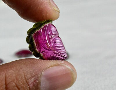 Certified Natural Multi Bi Tourmaline 32 Carats Carved Gemstone Earrings Design