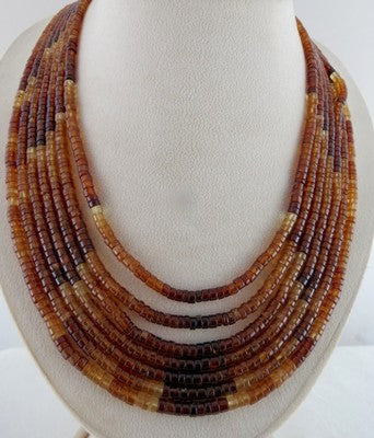 Certified Hessonite Garnet Shaded Button Necklace 1047 Ct Semi Precious Gemstone