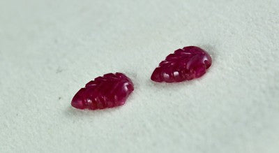 Natural Ruby 4.74 Ct Carved Leaves Loose Gemstone For Earring Design