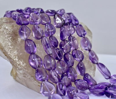 Natural Amethyst Beads 3 L 585 Ct Purple Gemstone Fashion Necklace For Women
