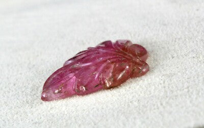 Natural Multi Tourmaline Carved Leaf 28.28 Cts Gemstone Pendant Brooch