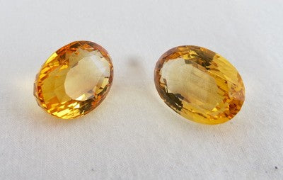 Top Natural Yellow Citrine Oval Cut 43ct Pair Gemstone For Earrings