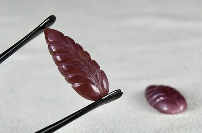 Certified Natural Untreated Ruby Carved Leaves Pair 39.22 Ct Gemstone Earrings