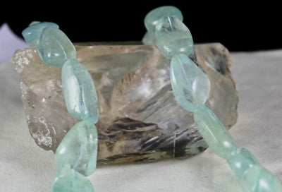 Certified Natural Blue Aquamarine Nugget Beads 1236 Ct Loose Gemstone Necklace