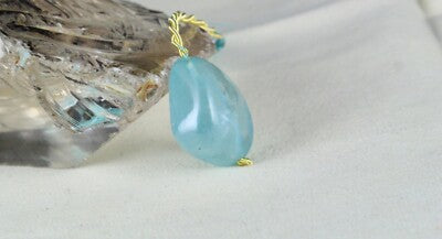 Natural Blue Aquamarine 40.45 Ct Drilled Nugget Gemstone Bead Pendant