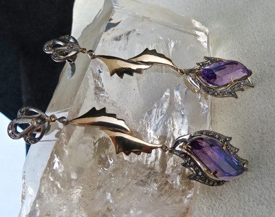 Certified Natural Amethyst 155ct Natural Diamond 18k Gold Sterling Silver Set