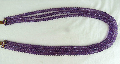 Natural Amethyst 505ct Faceted Round Beads 3 String Gemstone Necklace