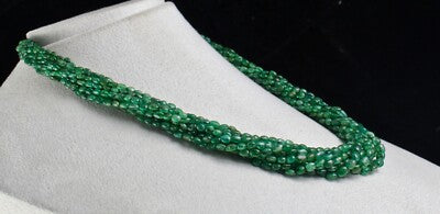 Luxury Antique Emerald Necklace 11 L 442 Ct Certified Natural Gemstone Beads
