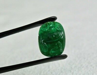 Natural Zambia Emerald 7.09ct Carved Cabochon Gemstone Ring Pendant