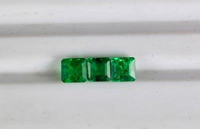 Certified Earthmined Natural Emerald 5mm Square Cut 3 Pcs 2.08ct Gemstone Ring