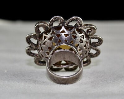 Certified Natural Yellow Citrine 10ct Diamond 18k Gold Ring In Sterling Silver