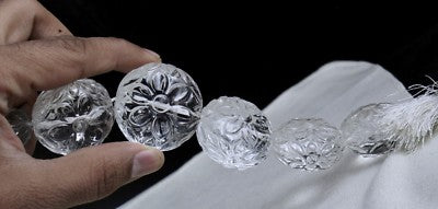 Natural White Rock Crystal Quartz Beads Carved 6 Pc 1190 Ct Gemstone Design
