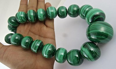 Certified 35mm Round Malachite Beads 3865 Ct Semi Precious Gemstone For Women