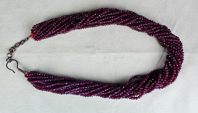 Natural Garnet Faceted Round Beads Necklace 14 L 4mm 782 Ct Red Gemstone Party