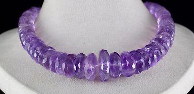 Amethyst Beads Faceted Round Necklace 1 L 805 Ct Purple Gemstone Fashion