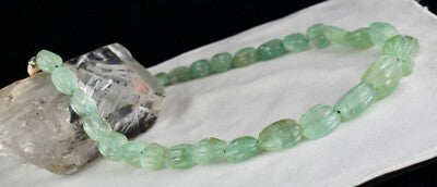 Certified Vintage Natural Emerald Carved 582 Ct Oval 25mm Rare Gemstone Necklace