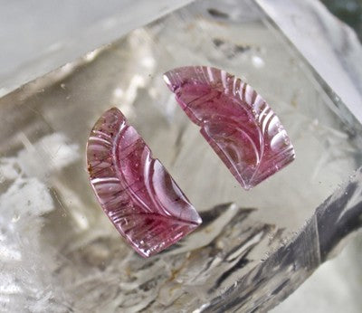 Natural Multi Colour Tourmaline 23.71 Cts Carved Gemstone Pendant Earring