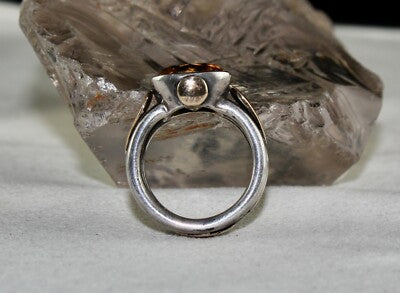 Antique Yellow Citrine 10ct 18k Gold Ladies Ring In Sterling Silver For Wedding