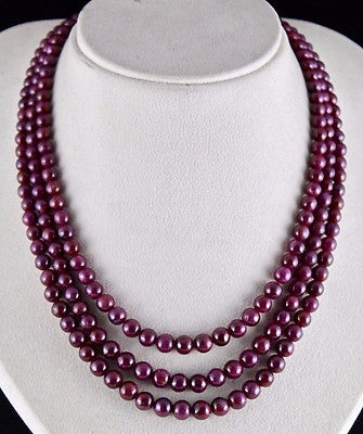 Certified Natural Red Ruby Necklace 638ct Round Beads Precious Gemstone 3l