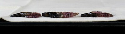 Certified Natural Multi Tourmaline Carved Leaves 3 Pcs 108 Ct Gemstone Earrings