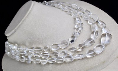 Natural Rock Crystal Quartz Gem Necklace 987 Ct Cabochon Beads Fashion