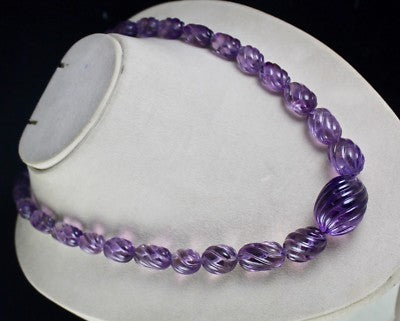 Certified Natural Amethyst 740ct Carved Oval Sterling Silver Necklace