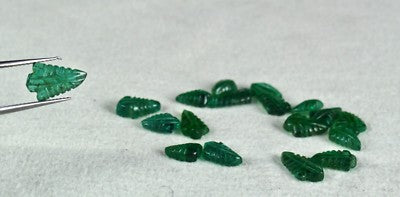 Certified Multi Emerald Ruby Sapphire Carved Leaves Loose Gemstone Necklace Set