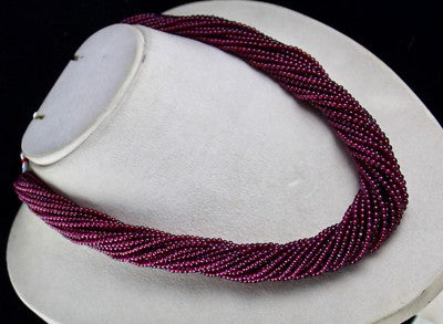Natural Garnet Round Beaded 25 L 960 Ct Pink Gemstone Sterling Silver Necklace
