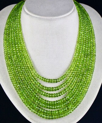 Certified Natural Peridot 1133ct Green Gemstone Beads Cocktail Necklace