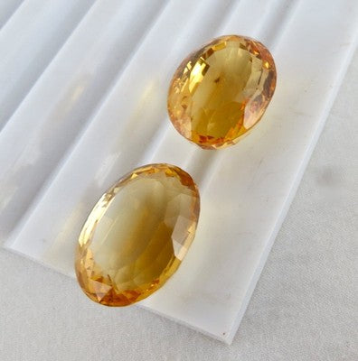 Top Natural Yellow Citrine Oval Cut 43ct Pair Gemstone For Earrings