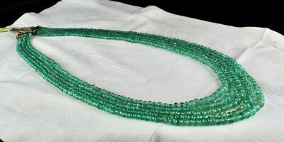 Certified Natural Emerald 354ct Round Beads Gemstone Important Necklace