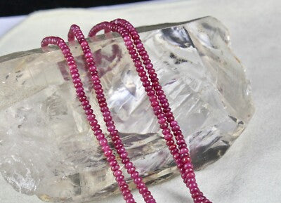 Natural Untreated Ruby Beads Round 120ct 2 Line Gemstone Ladies Necklace