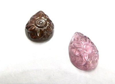 Natural Tourmaline Carved Pear 28.80 Ct Gemstone Designing Pendant Earring