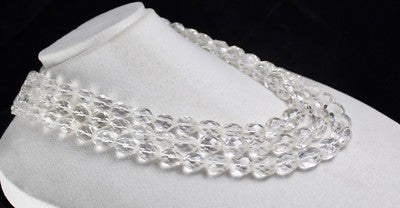 Natural White Rock Crystal Quartz Faceted Beads Necklace 3 L 1311 Ct Gemstone