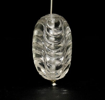 Natural White Rock Crystal Quartz Carved Round Bead 1 Pcs 264 Ct Gemstone