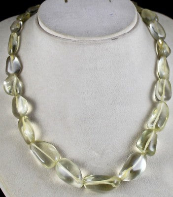 Natural Lemon Quartz 580 Carats Tumble Beads Gemstone Necklace