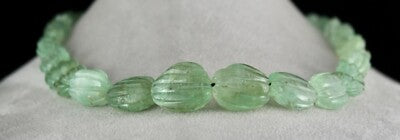 Certified Vintage Natural Emerald Carved 582 Ct Oval 25mm Rare Gemstone Necklace