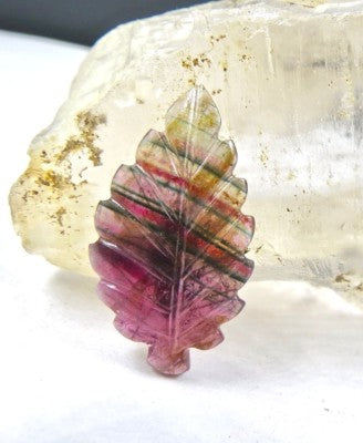Natural Multi Tourmaline 9.79ct Carved Gemstone For Pendant Ring Brooch