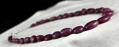 363ct Natural Unheated Ruby Nugget Beads Sterling Silver Necklace