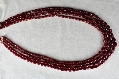 Certified 616 Ct Natural Red Spinel Beads Cabochon Gemstone Necklace