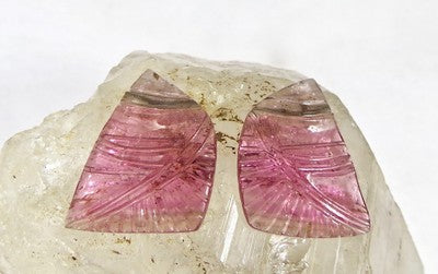Natural Multi Colour Tourmaline Carved Gemstone 15.93ct For Earring