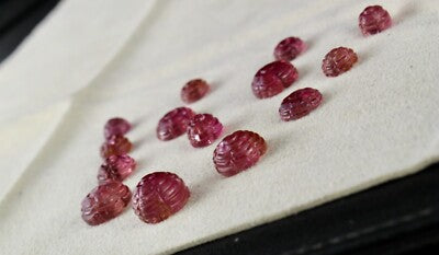Certified Natural Pink Tourmaline Carved Flower 14 Pcs 59.30 Ct Necklace Set